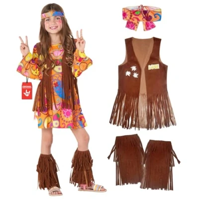 Afbeelding van Morph Kostuums Kids Hippie 70s Jurk Kostuum Voor Meisjes Halloween Fancy Dress Groot