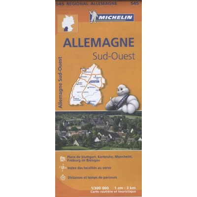 Afbeelding van Michelin 545 Zuidwest Duitsland Wegenkaart Kleurloos Reisboeken &amp; Kaarten
