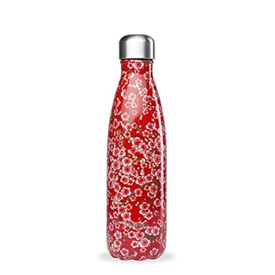 Afbeelding van QWETCH Thermosfles Flowers rood 500 ml 24 uur koud en 12 warm waterdicht, BPA vrij herbruikbaar