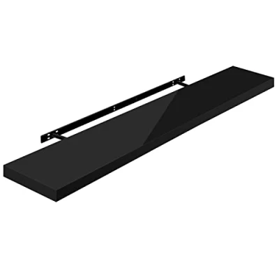 Afbeelding van WOLTU Muurplank Volato, RG9484sz, wandboard, vrij zwevend, zwevende plank, hout, hoogglanzend zwart, als boekenplank, of voor cd&#039;s, dvd&#039;s, 120 x 22,9 3,8 cm