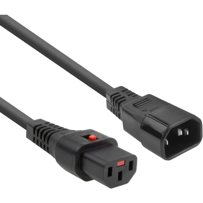 Afbeelding van ACT AK5035 230V Stroomkabel C13 Lockable /C14 Zwart 3 meter