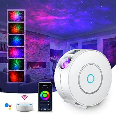 Afbeelding van SUPPOU Smart sterrenhemelprojector, 3D projector voor sterrenhemel, led, kinderen en volwassenen, met RGB, dimmen/spraakbesturing (Alexa)/wifi verbinding, gebruikt thuis of bij feestjes, wit