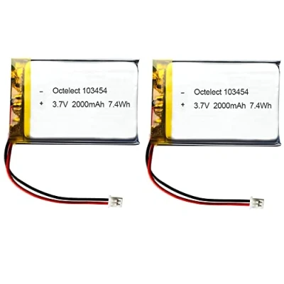 Afbeelding van Octelect 2 stuks 3,7 V 2000 mAh 103454 Lipo lithium polymeerbatterij met JST aansluiting Zorg ervoor dat de polariteit van het apparaat voor aankoop overeenkomt accu