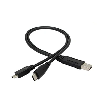 Afbeelding van USB C (type C) Y splitterkabel, CERRXIAN 2.0 A stekker naar type en micro stekker, 30 cm laad datakabel