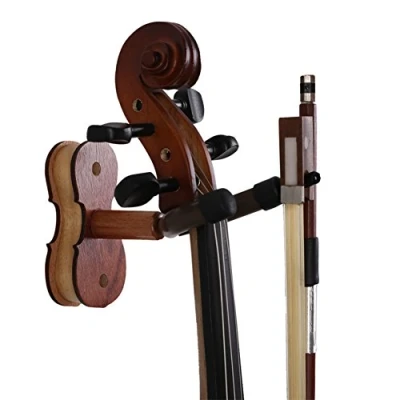 Afbeelding van Hardhouten viool hanger, palissander graan haak met boog hanger voor thuis &amp; studio muur mount gebruik