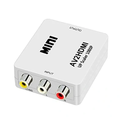 Afbeelding van QGECEN Mini AV RCA CVBS naar HDMI Video Audio Converter Adapter ondersteunt 720 1080P voor camera, Xbox 360, PS1, PS2, WII, N64, Snes, NES, PSP, DVD speler, VHS