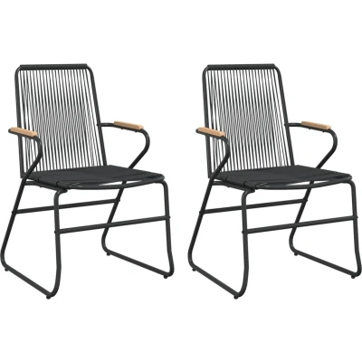 Afbeelding van Tuinstoelen 2 st 58x59x85,5 cm PVC rattan zwart