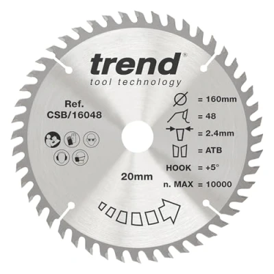 Afbeelding van Trend CraftPro TCT cirkelzaagblad, 160 mm diameter x 20 asgat 48 tanden, zaagblad met fijne afwerkingssnede voor handcirkelzagen, CSB/16048A