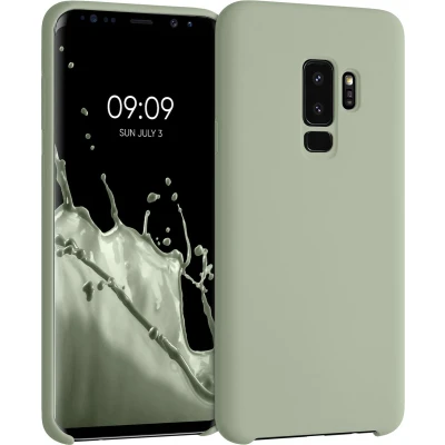 Afbeelding van kwmobile telefoonhoesje geschikt voor Samsung Galaxy S9 Plus Hoesje met siliconen coating Smartphone case in grijsgroen