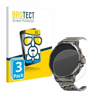 Afbeelding van BROTECT Glas Screen Protector voor Tesofit Smartwatch 1.85&quot; (rond) (3 Stuks) Schermbeschermer [9H Hardheid, Beschermglas Folie niet Gehard Glas]