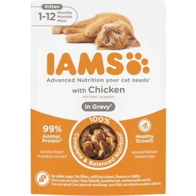 Afbeelding van IAMS Delights Kitten nat voedsel multipack kattenvoer met kip in saus, hoogwaardige voering voor junior katjes van 1 12 maanden, verschillende Maten., x vershoudzak 85 g (proefgrootte)., 85g Frischebeutel (Probiergröße)