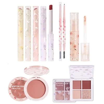 Afbeelding van Complete make upset met lippenstift, voor vrouwen, Koreaanse bevat rouge, oogschaduwpalet, wenkbrauwstift en concealer pen beginners