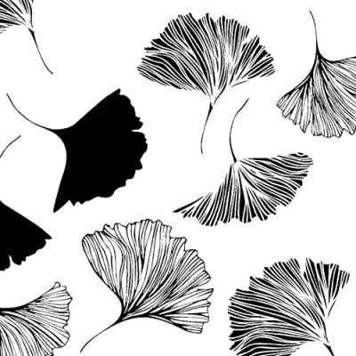 Afbeelding van Tischdeko 20 stuks servetten cocktail ginkgo zwart wit boom