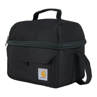 Afbeelding van Carhartt geïsoleerde lunchkoeler met 12 blikjes, duurzame volledig lunchbox, dubbel compartiment (zwart)