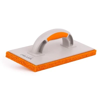 Afbeelding van Mivos Raspplank kunststof met 18 mm sponsrubber coating voor bovenpleisterwerk professionele stucplank 280 x 140 poetsplank twee componenten handvat sponsplank pleisterwerk Made in