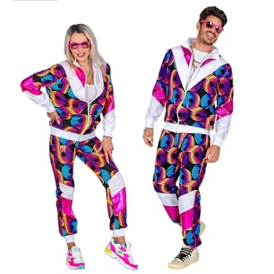 Afbeelding van Widmann Jaren 80 &amp; 90 Kostuum Dansplaat Op De Maat 80s Blauw, Paars, Wit / Beige XL Carnavalskleding Verkleedkleding