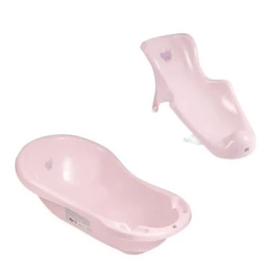 Afbeelding van Hylat Baby Praktische Babybad Lite met stop en Badzitje antislip &amp; comfortabel voor de eerste levensmaanden, Kleur: Roze, Motief: Hug Me