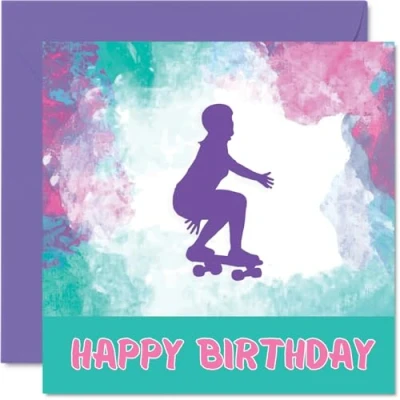 Afbeelding van sport verjaardagskaarten voor vrouwen meisjes skateboard in de skateboarden verjaardagskaart vriend zus dochter nichtje teamgenoot skater, 145 mm x atleet