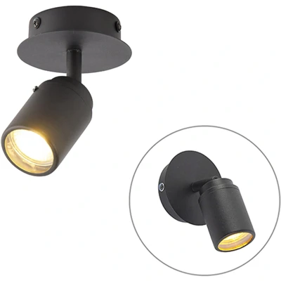 Afbeelding van QAZQA Moderne badkamer spot zwart IP44 Ducha