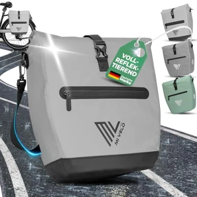 Afbeelding van MIVELO 2 in 1 fietstas voor bagagedrager, bagagedragertas, waterdicht, incl. gevoerd laptopvak en schouderriem, tas fiets, 20 liter, volledig reflecterend