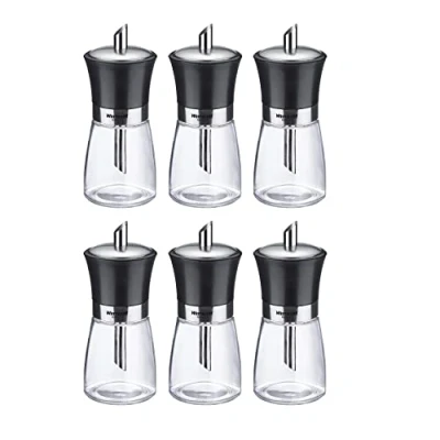 Afbeelding van Suikerdoseerder, inhoud: 6 doseringen, elk 190 ml, glas/roestvrij staal/kunststof, zwart, transparant/zwart/zilver