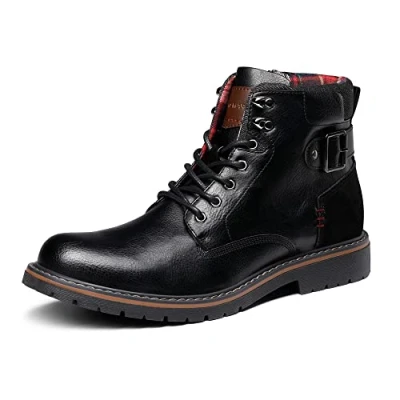 Afbeelding van Bruno Marc Heren motorlaarzen veterlaarzen Boots klassieke Chukka Biker vrijetijdsschoenen, zwart, 44 EU