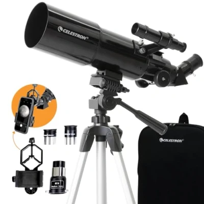 Afbeelding van Celestron 80 mm reishangbuis draagbare refractortelescoop volledig gecoate glaslook ideale telescoop voor beginners bonus astronomie software pakket Digiscoping smartphone adapter