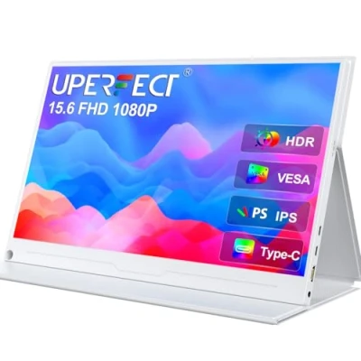 Afbeelding van Draagbare Monitor 15,6 Inch UPERFECT Portable 1920 x 1080 Full HD IPS Mobiel Display met HDMI USB C voor Laptop PC Smartphone PS4/5 Schakelaar Beschermhoes, VESA compatibel, Wit