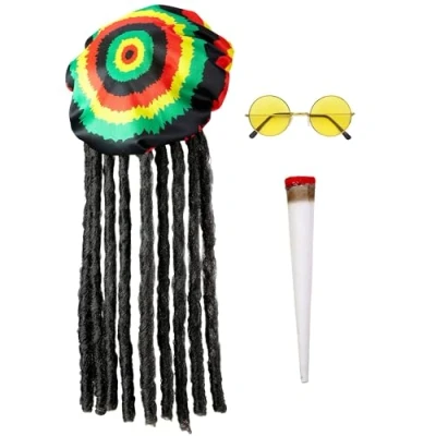 Afbeelding van Widmann Bob Marley &amp; Reggae Rasta Kostuum Als Een Rastafari Accessoire Set Rood, Geel, Groen Carnavalskleding Verkleedkleding