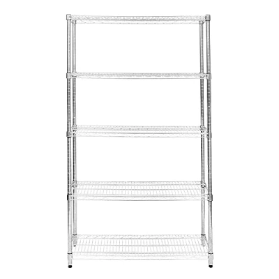 Afbeelding van Kukoo 45cm x 120cm 180cm Robuuste Draadrek Metalen Opbergunit Verstelbare Hoogte Planken &amp; Nivellerende Voeten Keuken Kantoor Garage Zilver Chroom 1000kg Gewichtscapaciteit