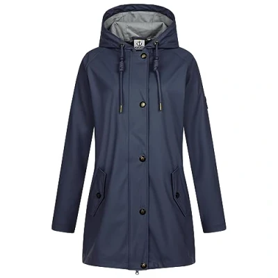 Afbeelding van Friesennerz #ankerglutheaven Regenjas voor dames, met capuchon, gevoerd, waterdicht, weerbestendig, windbreaker, overgangsjas, Donkerblauw, 42