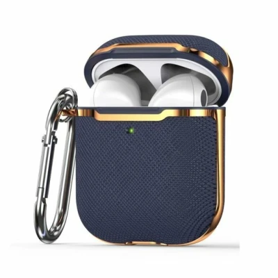 Afbeelding van AirPods 1/2 hoesje Hardcase Plated series Blauw + Goud Optimale bescherming voor jouw