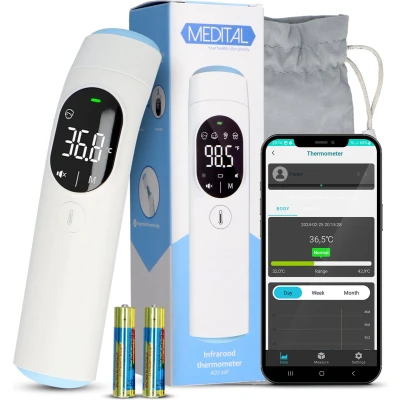 Afbeelding van Medital® Infrarood Thermometer Oorthermometer Volwassenen, Kinderen en Baby’s Koortsthermometer Digitaal / Incl. App