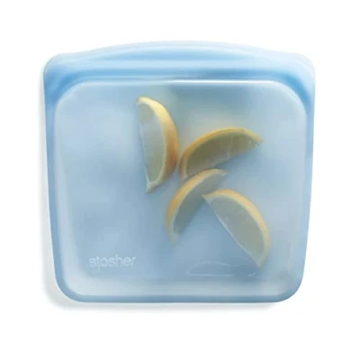 Afbeelding van Stasher Herbruikbare siliconen opbergtas, sandwich (blauw) voedselmaaltijdvoorbereiding opslagcontainer lunch, reizen, make up, gymtas diepvriezer, oven, magnetron, vaatwasmachinebestendig,