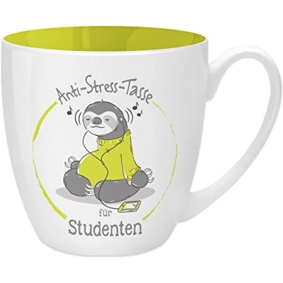 Afbeelding van GRUSS &amp; CO Anti stress mok motief &quot;Studenten&quot;, met spreuk, 45 cl, New Bone China, cadeau voor hem, 45500