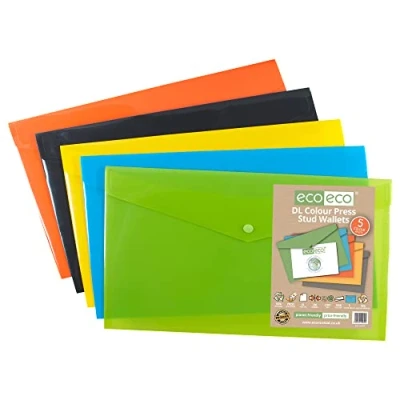 Afbeelding van eco Pack 5 DL 50% gerecycled kleur drukknopen portemonnees