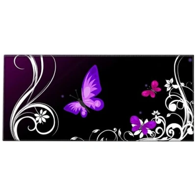 Afbeelding van Silent Monsters Muismat Grootte XX Large (90 x 40 cm), Mouse Pad Design: Purper Vlinder, Genaaide Rand, voor Bureau en Gaming, Mousepad Antislip rubberen basis
