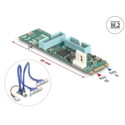 Afbeelding van Delock Konverter M.2 Key B+M Stecker zu 4 x USB 5 Gbps Typ A Buchse mi