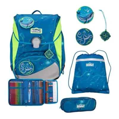 Afbeelding van Scout Schooltas Alpha Set 4 delig Deep Sea Blauw