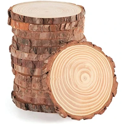 Afbeelding van natuurlijke houten plakjes, plakjes 10 stuks 11 12 cm GEEN gat onafgewerkte cirkels voor kunstcreatie doe het zelf ambachten bruiloft decoraties kerstornamenten