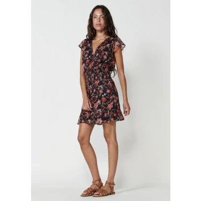 Afbeelding van Koroshi Short Sleeve Jurk, Dames, Maat: 40, Multicolor multi coloured