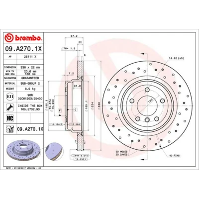 Afbeelding van Brembo Remschijf 09.A270.1X