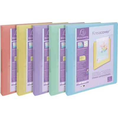 Afbeelding van Ringmap met 2 ringen Kreacover 15 stuks assorti Exacompta