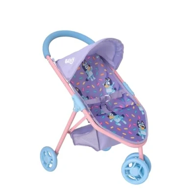 Afbeelding van HTI Bluey Jogger poppenwagen, poppenspeelgoed met kinderwagen, gemakkelijk inklapbaar, poppenwagen