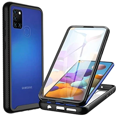 Afbeelding van CENHUFO Hoesje voor Samsung Galaxy A21S Case, 360 graden Full Body schokbestendige beschermhoes slanke stijlvolle met ingebouwde Screen Protector Zwart