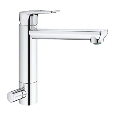 Afbeelding van GROHE BauLoop 31713000 Keukenkranen, spoelbakkenkraan, geïntegreerde voorvergrendeling, middelhoge uitloop, chroom, 38 x 30 11 cm