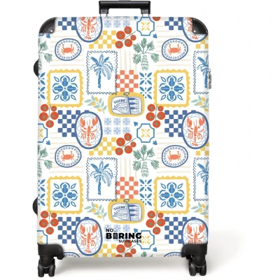 Afbeelding van NoBoringSuitcases.com® Koffer groot Reiskoffer lichtgewicht Zomer strand print kleurrijk Rolkoffer met 4 wielen Grote trolley XL 98 liter bagage