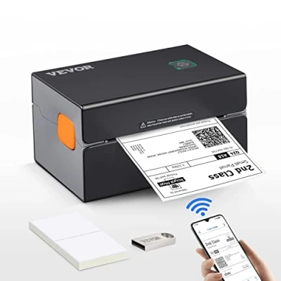 Afbeelding van VEVOR Bluetooth labelprinter HD (300DPI), DHL met USB poort en automatische herkenning van etiketten, ondersteunt Windows/MacOS/Linux, geschikt voor Amazon, Ebay, Etsy, enz