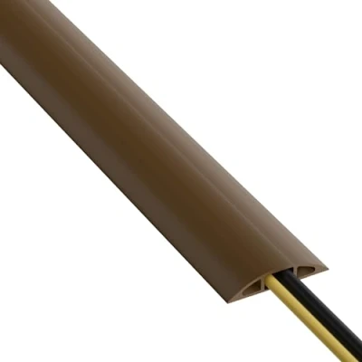 Afbeelding van D Line Vloerkabelbeschermer, snoerbeschermer, voorgesneden achterkant, beschermt kabels en voorkomt struikelgevaar kabelopening 17 mm (B) x 9 (H) 1,8 meter lang, bruin