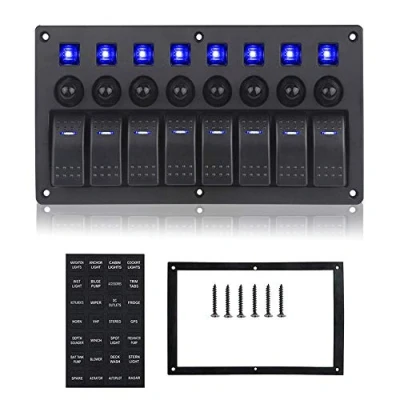 Afbeelding van CT CARID 8 Bende Schakelpaneel 12V, Boot met Overbelasting Bescherming Circuit Breakers voor Auto Marine RV Truck Camper Voertuigen Blauw